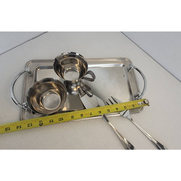 Vintage Serving Metal Tray Service Set - Picture 5 of 7